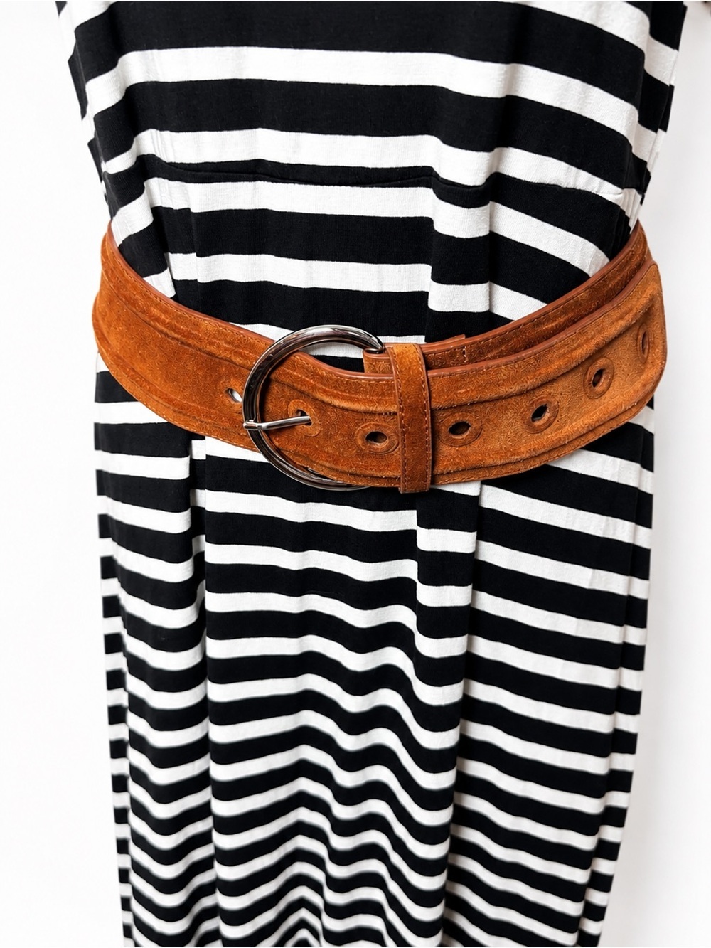 3.1 Phillip Lim Wide Suede Leather Belt Cognac Brown Size Medium